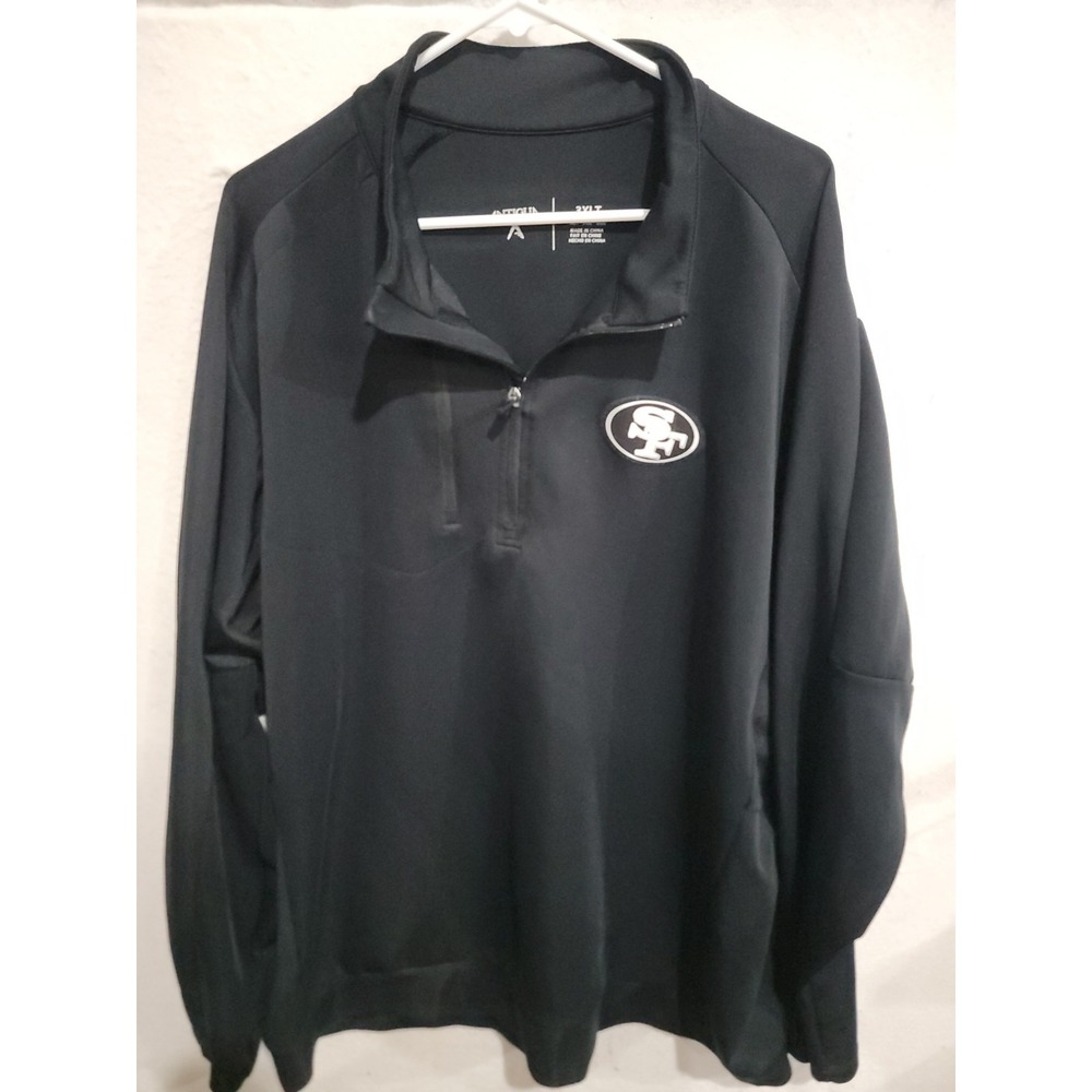 Antigua‎ SF 49ers 1/4 Zip Pullover Jacket 3XLT Tall Black San Francisco NFL 3XL